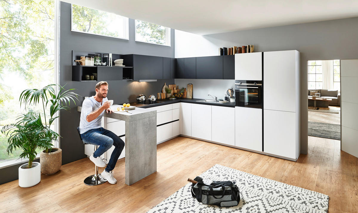 EINBAUKÜCHE FEEL  - Grau, Design, Holzwerkstoff - Nolte Küchen