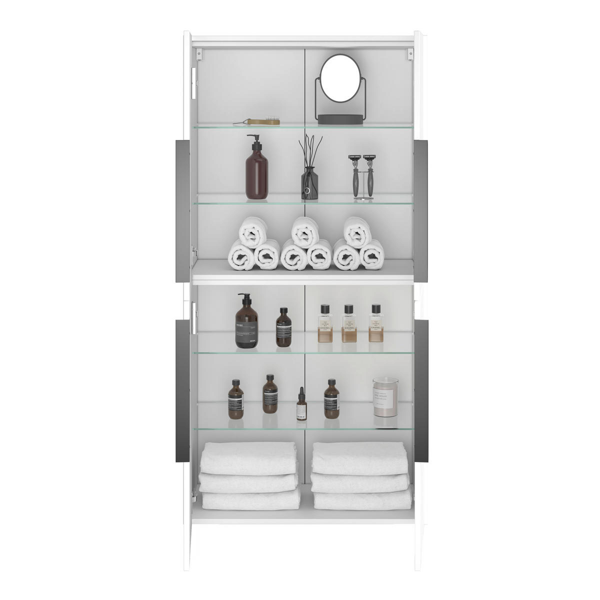HOCHSCHRANK 76/153,6/38,8 cm  - Schwarz/Weiß, ROMANTIK / LANDHAUS, Holzwerkstoff/Metall (76/153,6/38,8cm) - Xora