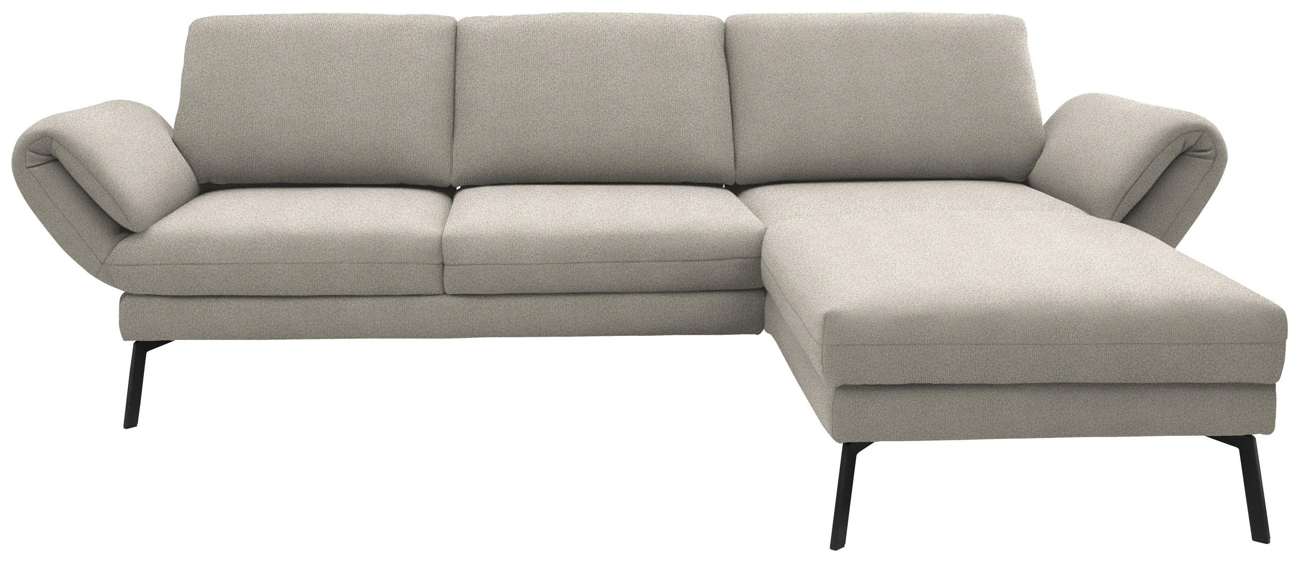 ECKSOFA  in Flachgewebe Naturfarben  255-365/175-224 cm  - Schwarz/Naturfarben, Design, Textil/Metall (255-365/175-224cm) - Dieter Knoll
