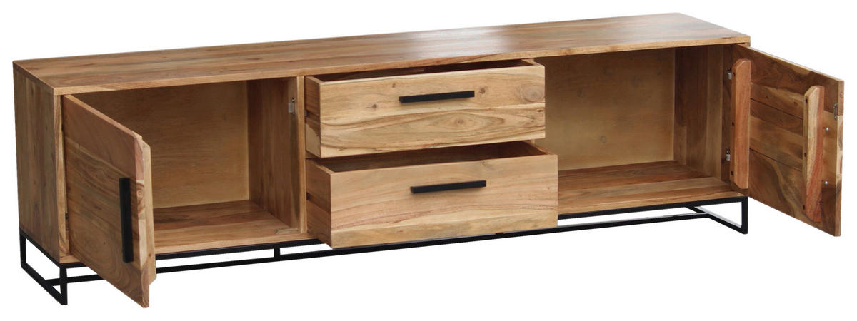 LOWBOARD  in 175/50/40 cm  - Schwarz/Akaziefarben, Design, Holz/Metall (175/50/40cm) - home24