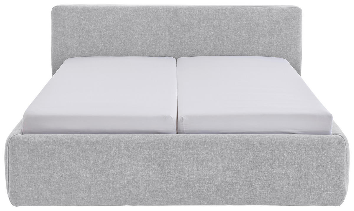 POLSTERBETT 160/200 cm,  in Hellgrau, Bettkasten, Lattenroste,  - Birkefarben/Buchefarben, Design, Holz/Textil (160/200cm) - Xora