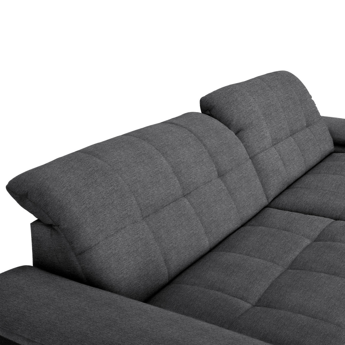 ECKSOFA in Webstoff Dunkelgrau  - Dunkelgrau/Schwarz, Design, Textil/Metall (265/180cm) - Carryhome