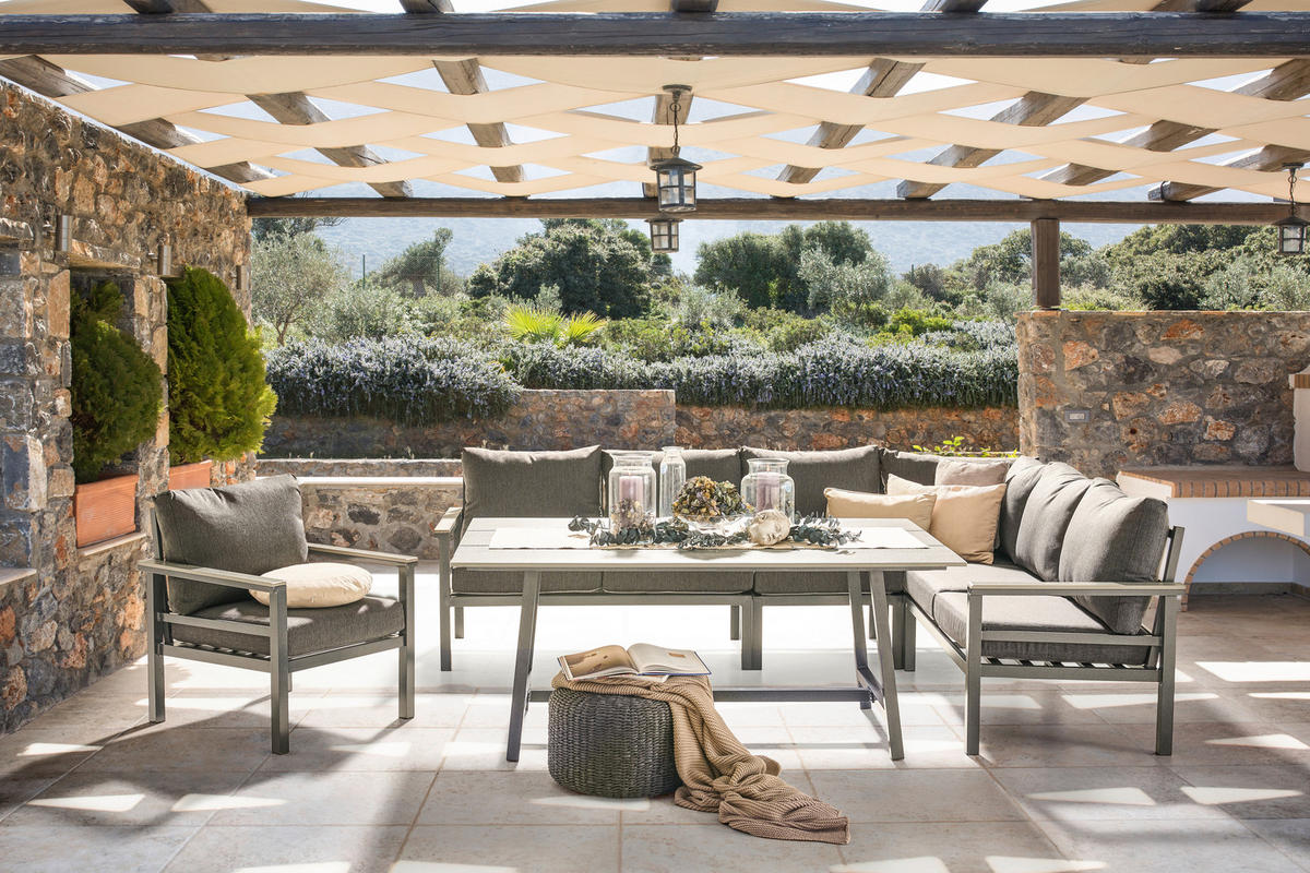 GARTENTISCH Metall, Kunststoff Hellgrau, Dunkelgrau rechteckig  - Dunkelgrau/Hellgrau, Design, Kunststoff/Metall (160/100/68cm) - Amatio