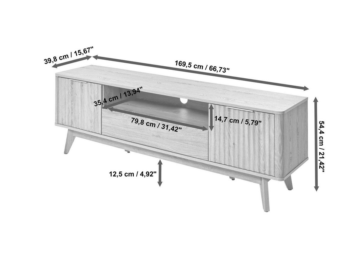 LOWBOARD  in 169,50/54,5/40 cm  - Eichefarben/Silberfarben, Modern, Holzwerkstoff/Metall (169,50/54,5/40cm) - Livetastic