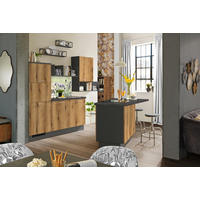 KÜCHENLEERBLOCK XO 8 150/270 cm  in Graphitfarben, Eichefarben  - Edelstahlfarben/Eichefarben, Design, Holzwerkstoff/Metall (150/270cm) - Xora