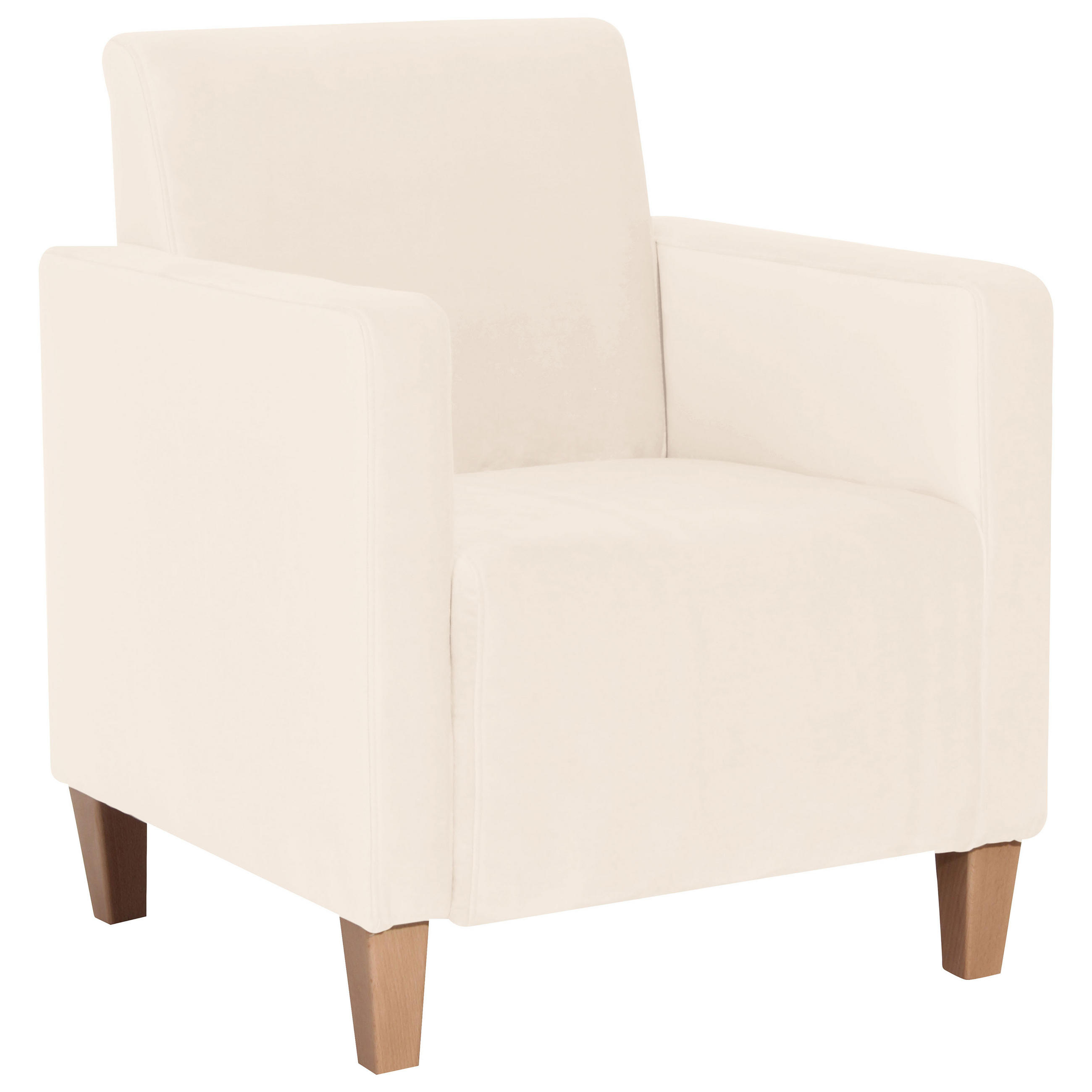 SESSEL in Samt, Velours Creme  - Creme/Naturfarben, Design, Holz/Textil (71/81/70cm) - Max Winzer