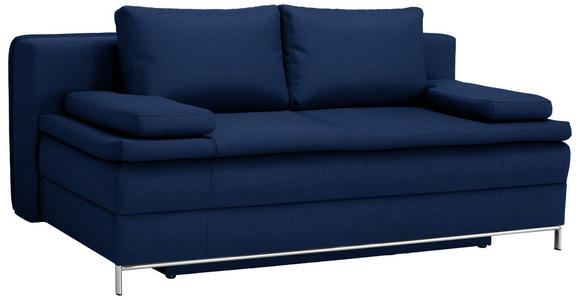 BOXSPRINGSOFA Dunkelblau  - Chromfarben/Dunkelblau, Design, Textil/Metall (200/93/107cm) - Novel