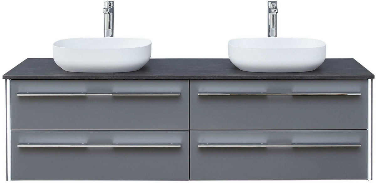 WASCHTISCHKOMBI 174 cm  - Chromfarben/Dunkelgrau, Design, Glas/Holzwerkstoff (174cm) - Leonardo Living