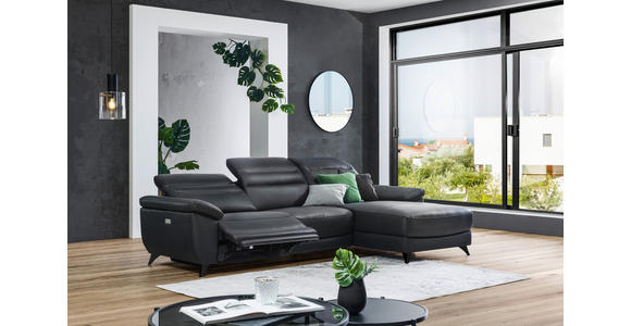 ECKSOFA in Lederlook Echtleder, Kombination Echtleder/Lederlook Schwarz  - Schwarz, Design, Leder/Kunststoff (269/164cm) - Xora