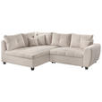 ECKSOFA  in Plüsch Creme  - Creme/Schwarz, KONVENTIONELL, Kunststoff/Textil (175/249cm) - Carryhome