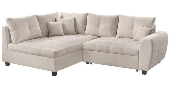 ECKSOFA  in Plüsch Creme  - Creme/Schwarz, KONVENTIONELL, Kunststoff/Textil (175/249cm) - Carryhome
