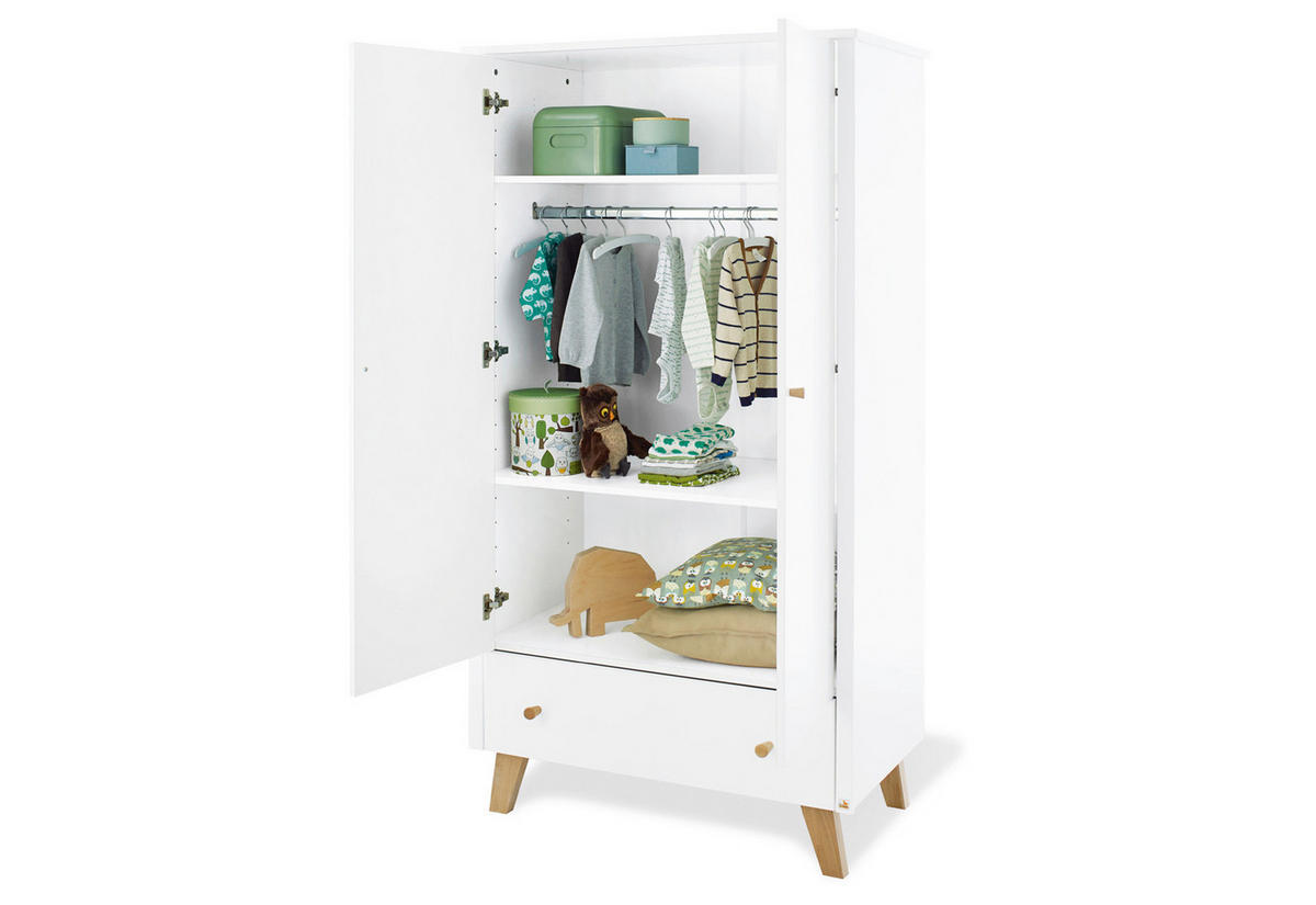 BABYKLEIDERSCHRANK PINOLINO PAN  - Eichefarben/Weiß, Design, Holz/Holzwerkstoff (100/185/56cm) - Pinolino