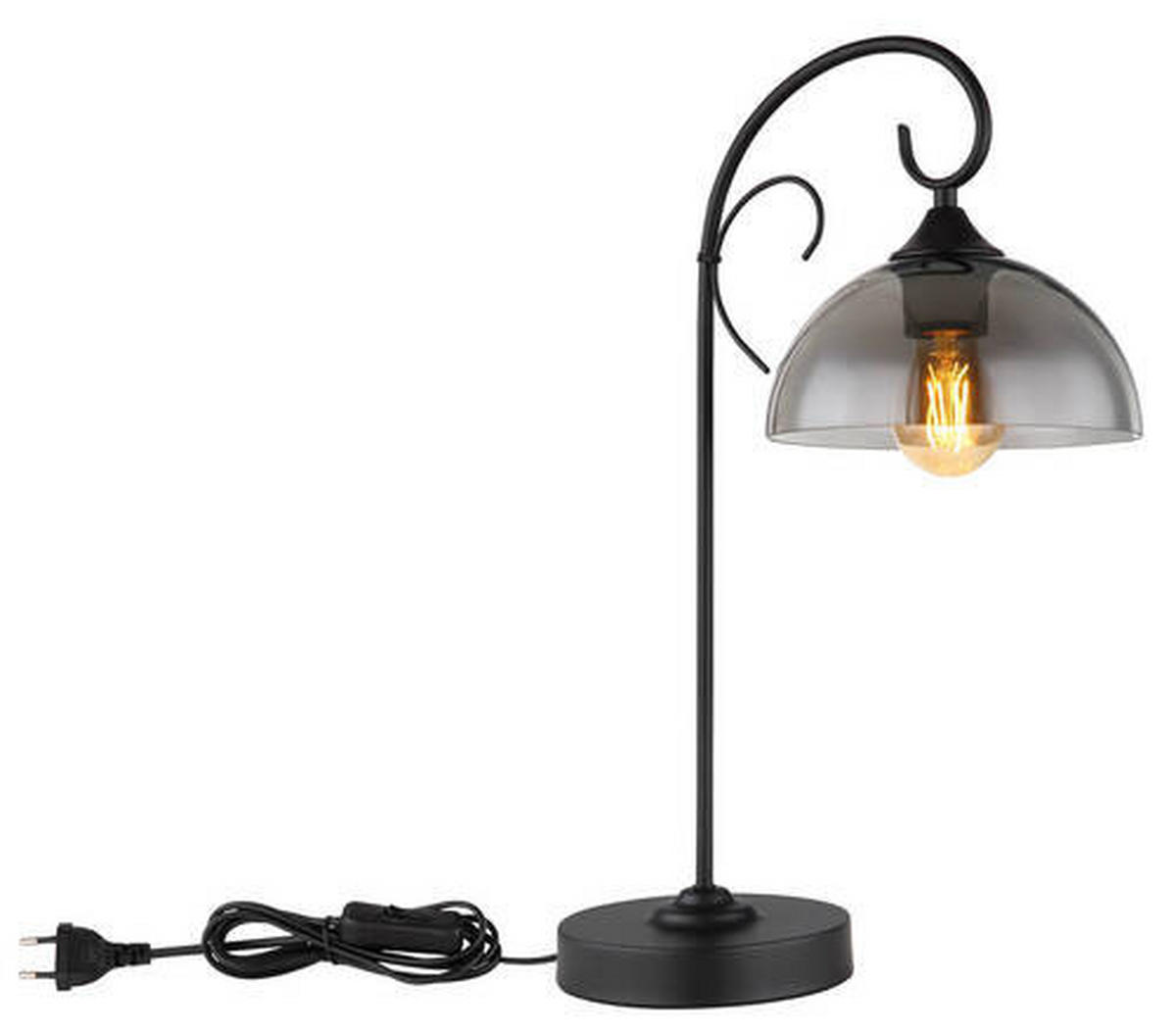TISCHLEUCHTE - Schwarz, Konventionell, Glas/Metall (33,5/20/52cm) - Globo