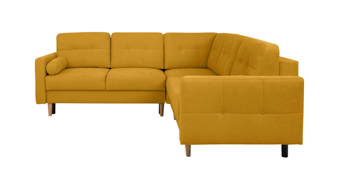 ECKSOFA in Gelb  - Gelb/Buchefarben, Design, Holz/Textil (242/242cm) - MID.YOU