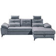 ECKSOFA Blau Mikrovelours  - Chromfarben/Blau, KONVENTIONELL, Kunststoff/Textil (270/170cm) - Carryhome