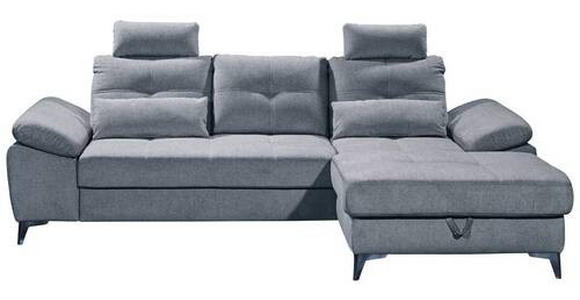 ECKSOFA Blau Mikrovelours  - Chromfarben/Blau, KONVENTIONELL, Kunststoff/Textil (270/170cm) - Carryhome