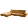 ECKSOFA in Echtleder Currygelb  195/308 cm  - Currygelb/Schwarz, Design, Leder/Metall (195/308cm) - Dieter Knoll