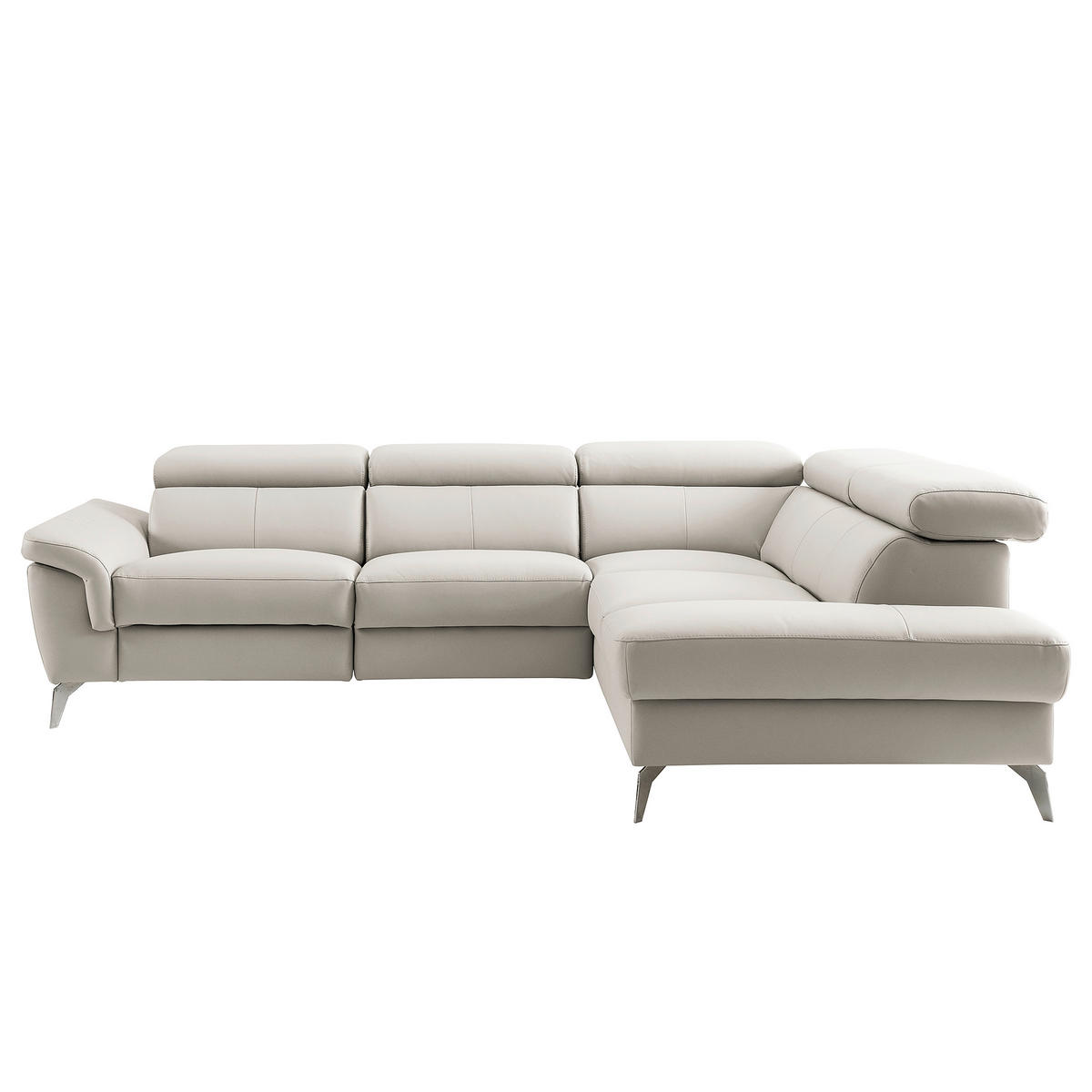 ECKSOFA  in Lederlook Echtleder Platinfarben  265/210 cm  - Platinfarben/Chromfarben, Design, Leder/Textil (265/210cm) - Livetastic
