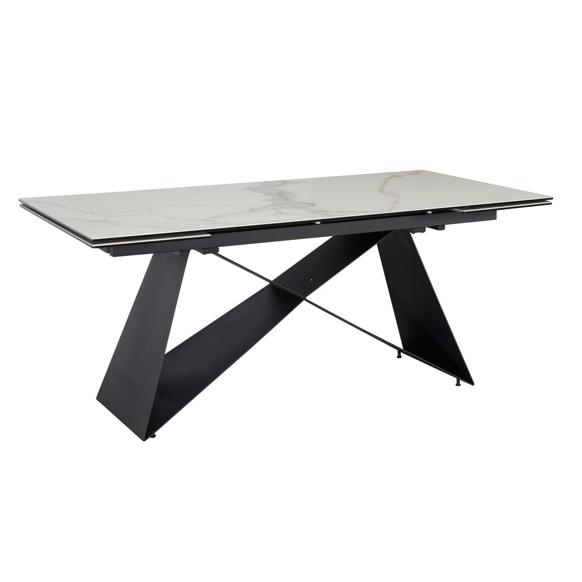 ESSTISCH Weiß rechteckig  ausziehbar  - Schwarz/Weiß, Design, Keramik/Metall (180/95/78cm) - MID.YOU