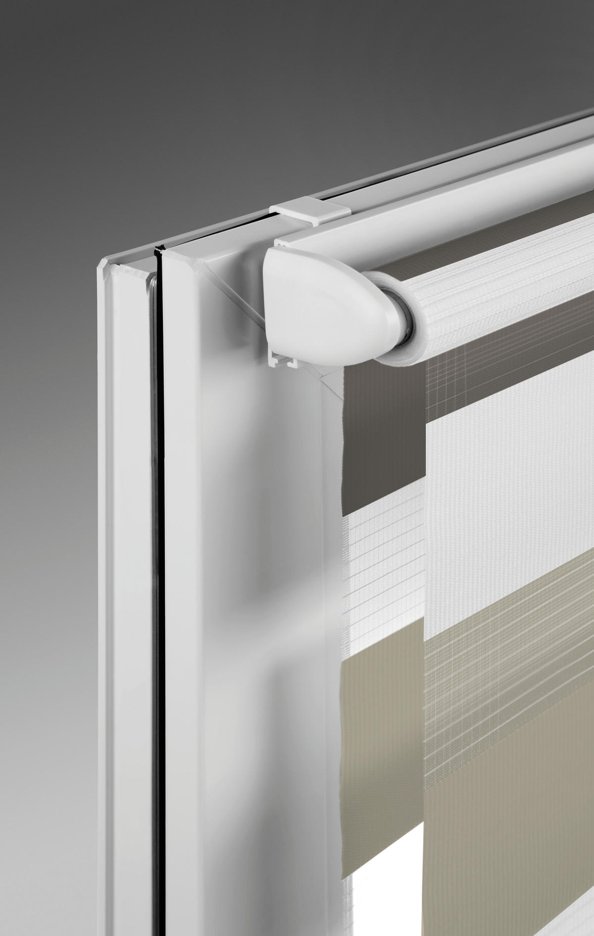 DOPPELROLLO  halbtransparent   140/160 cm   - Braun/Weiß, Basics, Textil (140/160cm)