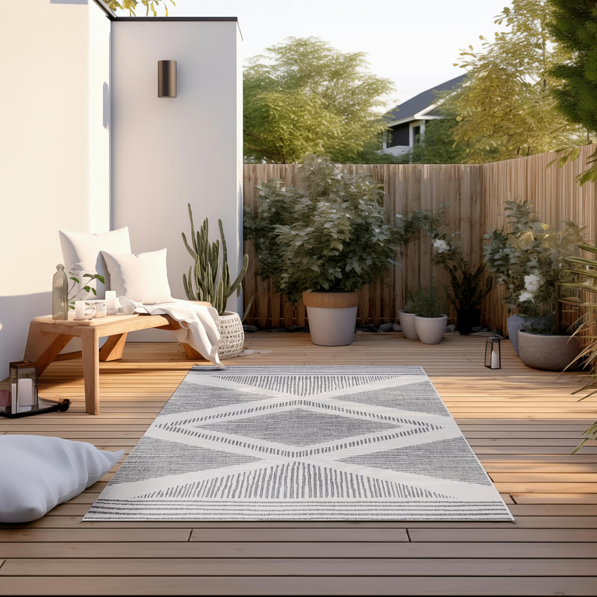 OUTDOORTEPPICH 80/150 cm Gemini Silberfarben, Weiß  - Silberfarben/Weiß, Design, Kunststoff (80/150cm)