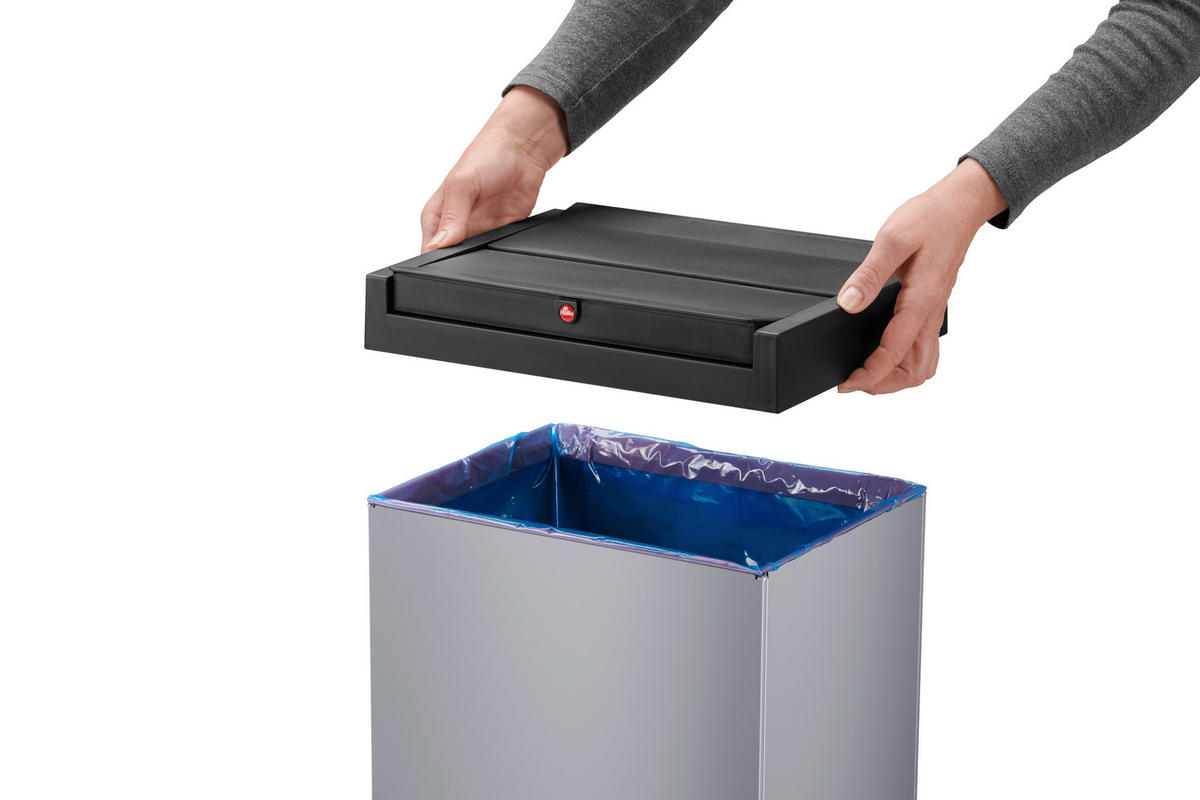ABFALLSAMMLER BIG-BOX SWING XL 52 L  - Silberfarben/Schwarz, Basics, Kunststoff/Metall (33,9/76,3/26cm) - Hailo