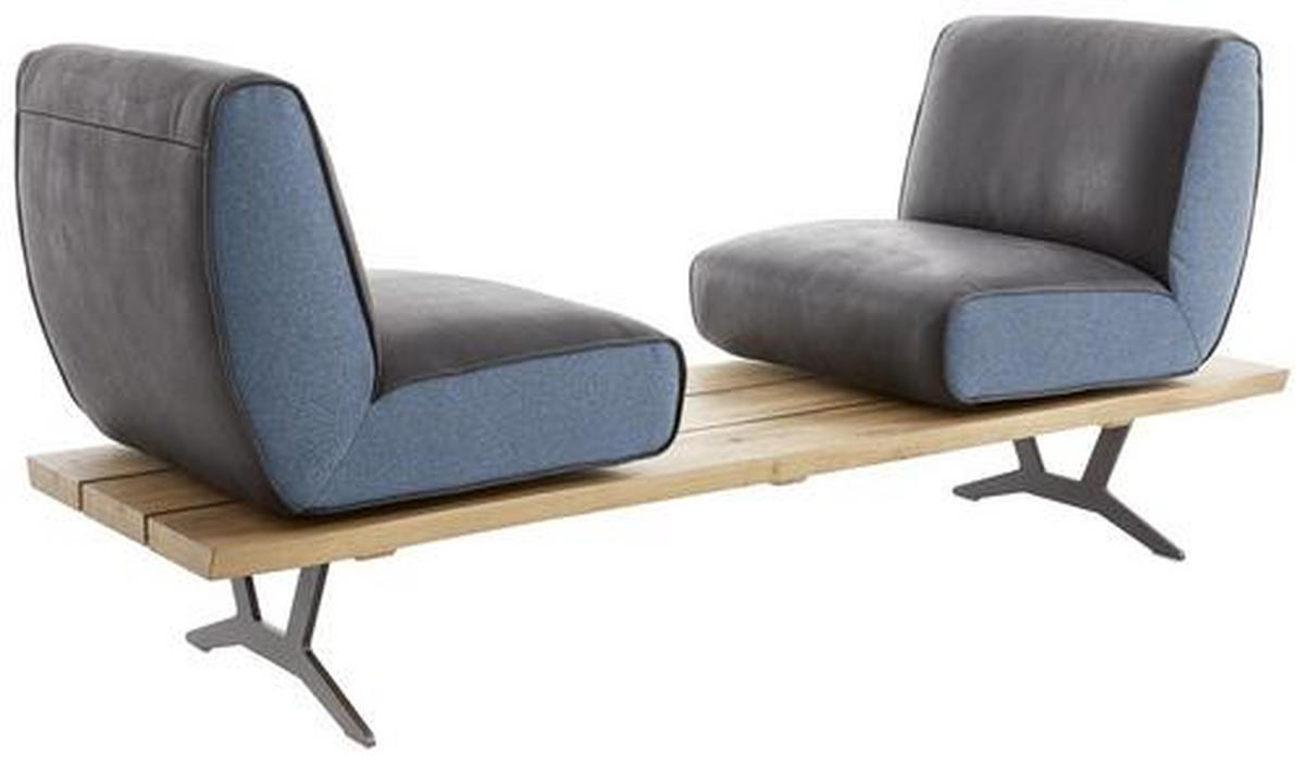 SITZBANK 190/85/69 cm  in Schwarz, Türkis, Dunkelbraun  - Türkis/Dunkelbraun, Design, Leder/Holz (190/85/69cm) - Ambiente