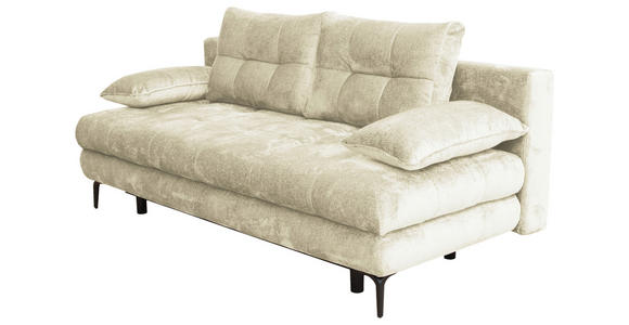 SCHLAFSOFA  mit Liegefunktion, Schlafen auf Sitzhöhe, Rücken echt Chenille Creme  - Creme/Schwarz, KONVENTIONELL, Textil/Metall (203/94/96cm) - Carryhome