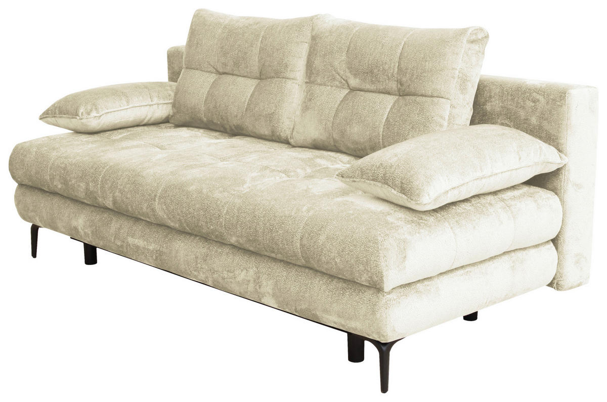 SCHLAFSOFA Chenille Creme  - Creme/Schwarz, KONVENTIONELL, Textil/Metall (203/94/96cm) - Carryhome