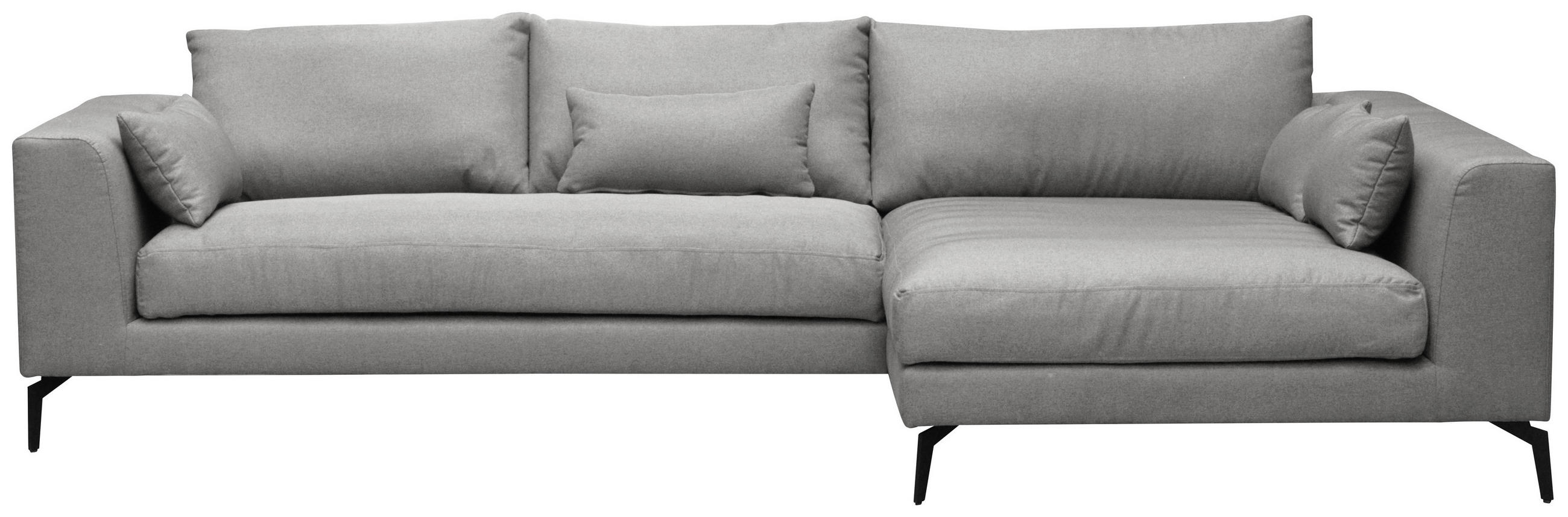 ECKSOFA in Flachgewebe Grau  - Schwarz/Grau, Design, Textil/Metall (313/172cm) - Livetastic