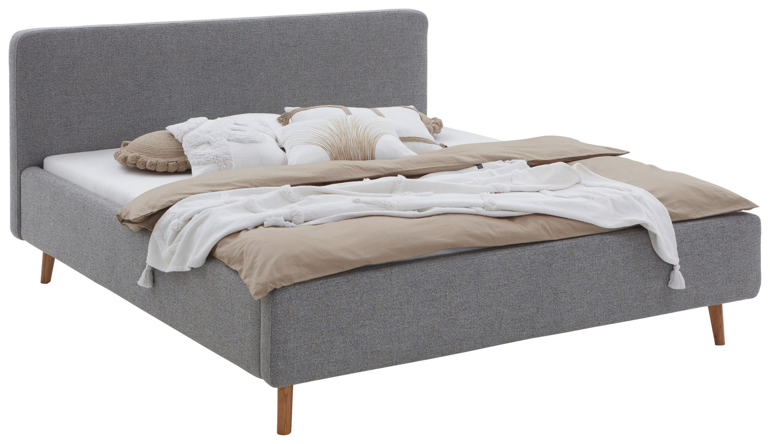 POLSTERBETT Lattenrost, Bettkasten 160/200 cm  in Grau  - Eichefarben/Birkefarben, Design, Holz/Textil (160/200cm) - Xora