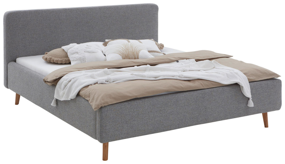 POLSTERBETT 180/200 cm  in Grau  - Eichefarben/Grau, Design, Holz/Textil (180/200cm) - MID.YOU