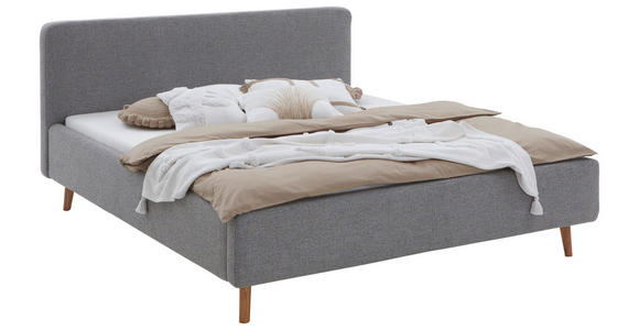 POLSTERBETT 160/200 cm  in Grau  - Eichefarben/Birkefarben, Design, Holz/Textil (160/200cm) - Xora