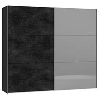 SCHWEBETÜRENSCHRANK in Graphitfarben, Schwarz  - Silberfarben/Graphitfarben, Design, Glas/Holzwerkstoff (253/220/65cm) - Jutzler