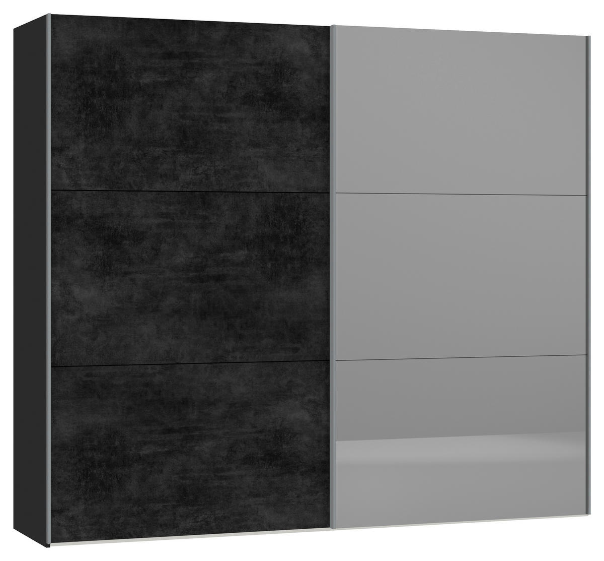 SCHWEBETÜRENSCHRANK in Graphitfarben, Schwarz  - Silberfarben/Graphitfarben, Design, Glas/Holzwerkstoff (253/220/65cm) - Jutzler
