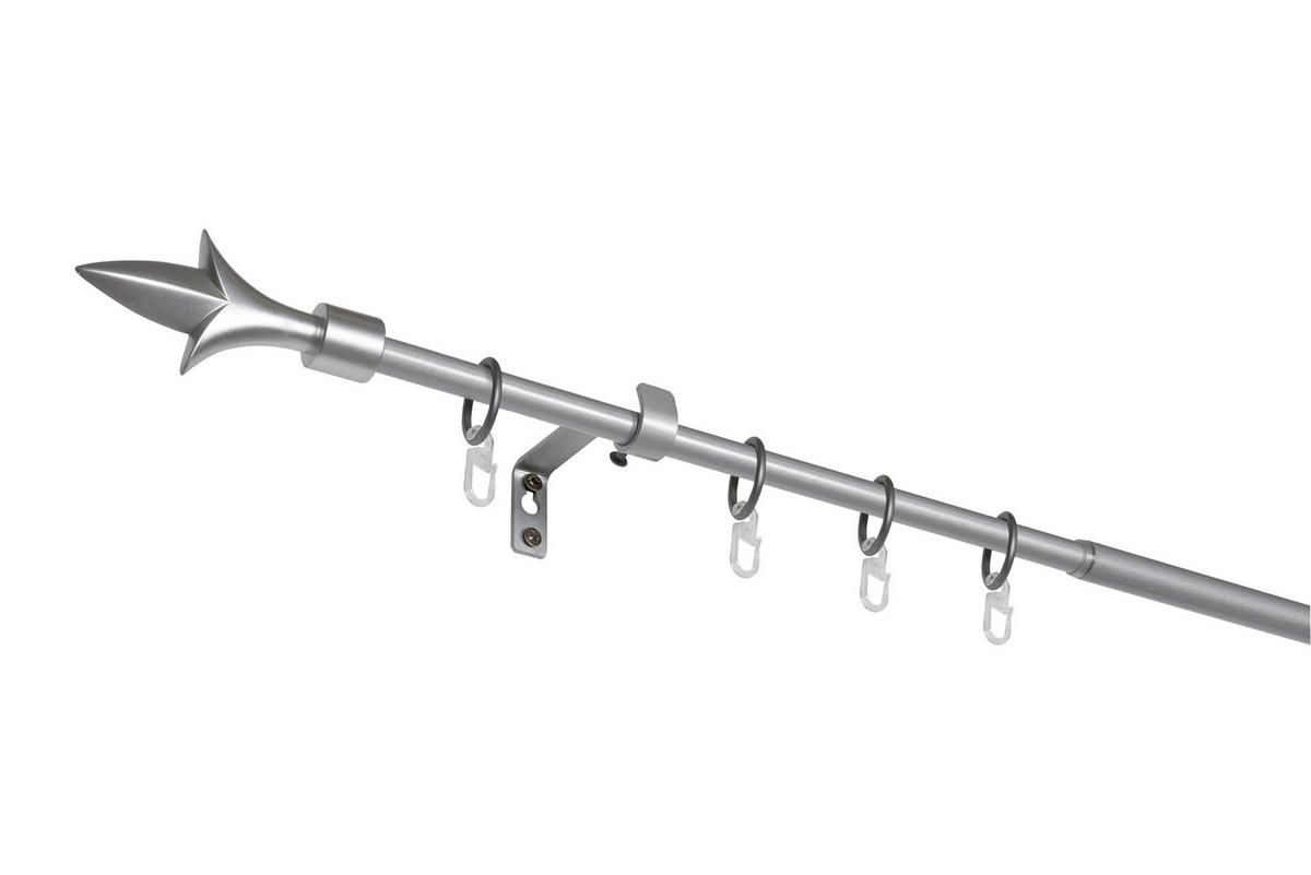 VORHANGSTANGENSET  130 cm  - Grau Hochglanz, Basics, Metall (130cm)