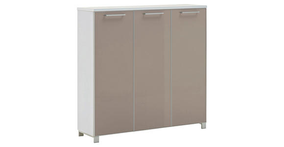 SCHUHSCHRANK 126/126/37 cm  - Taupe/Chromfarben, Design, Glas/Holzwerkstoff (126/126/37cm) - Novel