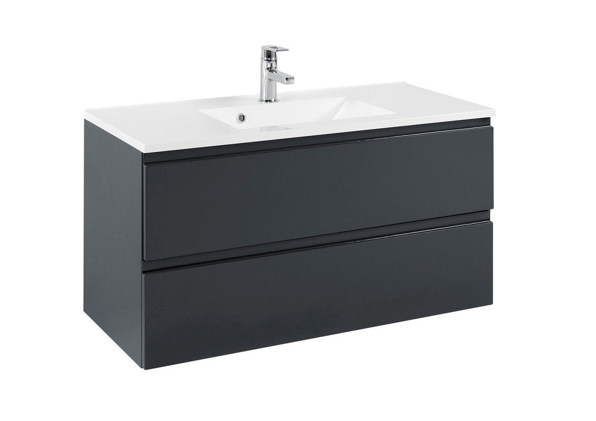 WASCHTISCHKOMBI 100 cm  - Graphitfarben/Weiß, Design, Holzwerkstoff/Stein (100cm) - Held