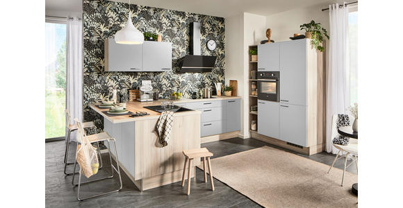 ECKKÜCHE in Hellgrau, Hellbraun - Hellbraun/Hellgrau, Design, Holzwerkstoff/Metall (192/280/150cm) - Xora
