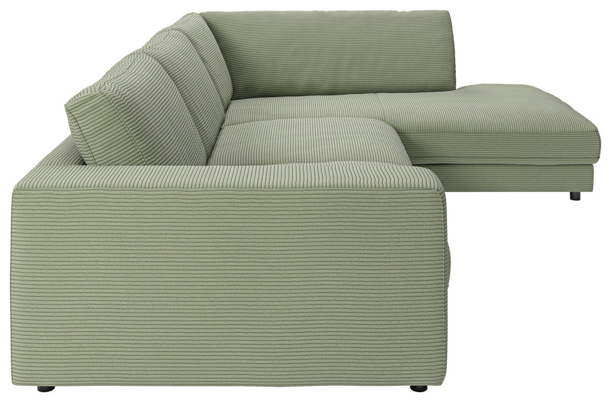 ECKSOFA in Cord Grün  325/224 cm  - Schwarz/Grün, Design, Kunststoff/Textil (325/224cm) - Pure Home Lifestyle