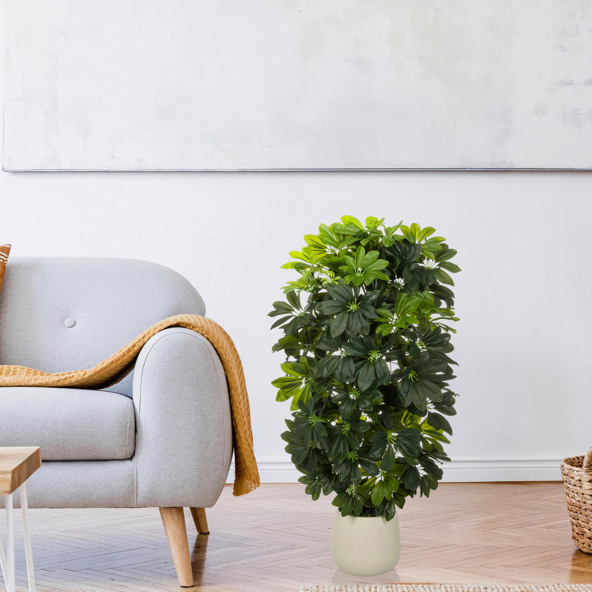 KUNSTPFLANZE Aralia  - Weiß/Grün, MODERN, Kunststoff/Metall (48/110/45cm) - MID.YOU