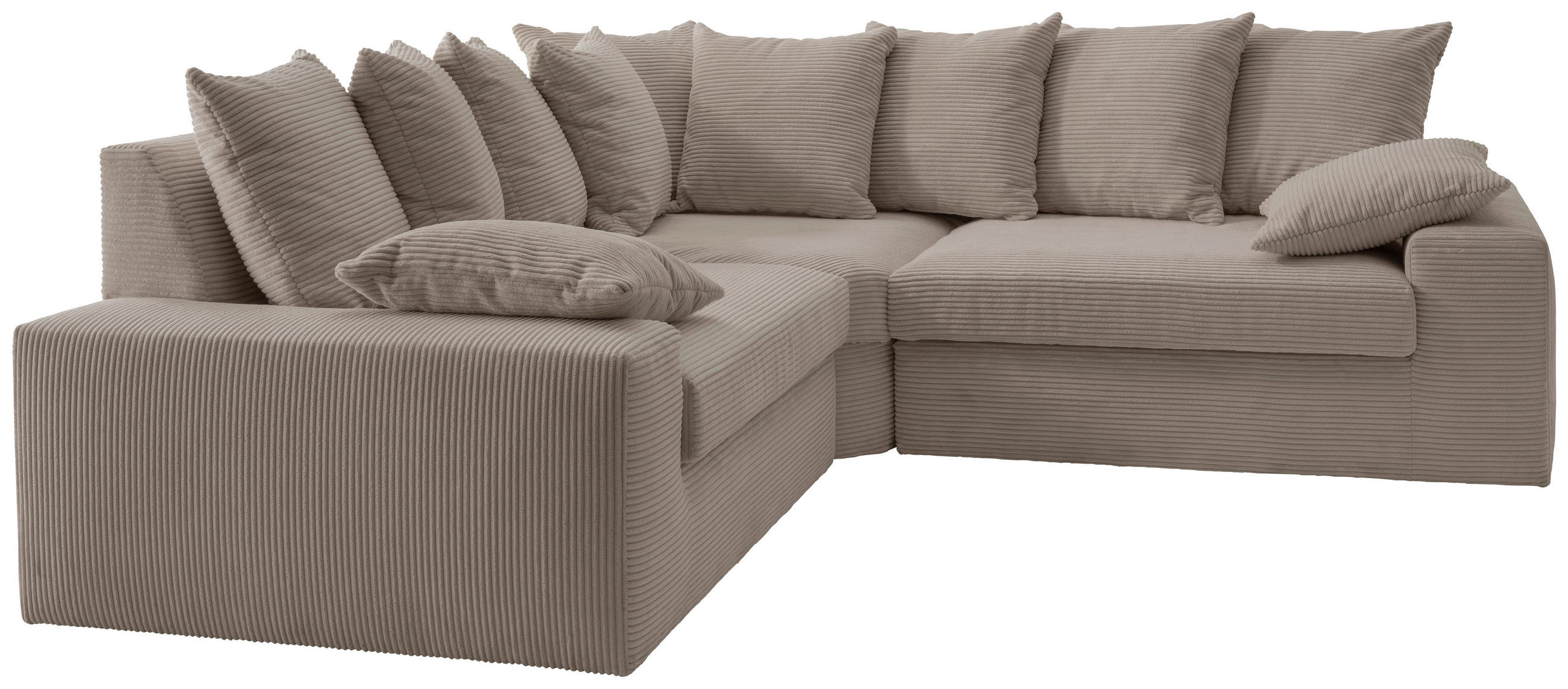 ECKSOFA Graubraun Cord  - Graubraun/Schwarz, Design, Kunststoff/Textil (236/236cm) - Livetastic