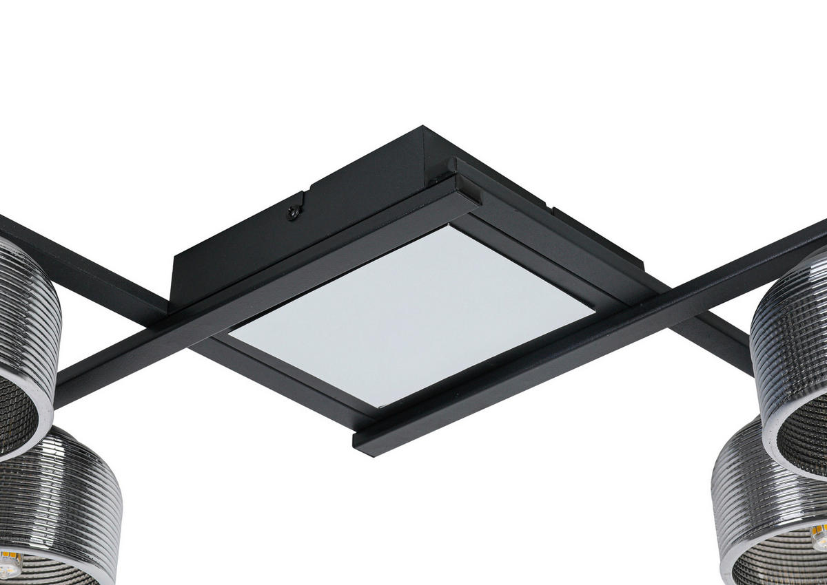 DECKENLEUCHTE    89/89/14 cm  - Chromfarben/Schwarz, Trend, Glas/Kunststoff (89/89/14cm) - Novel