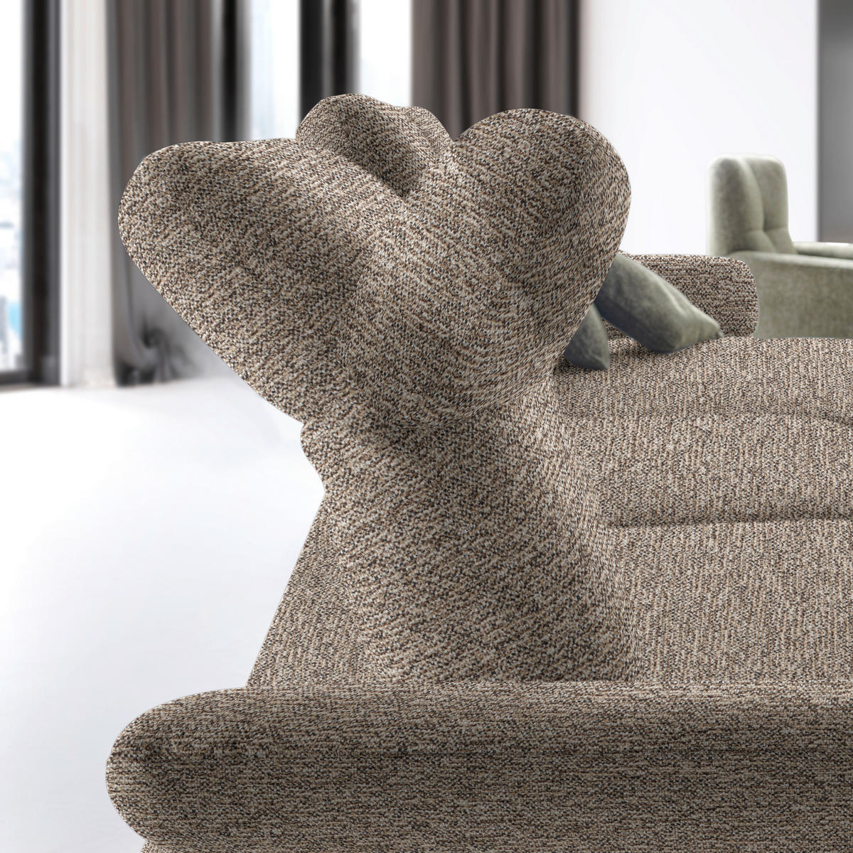 ECKSOFA in Chenille, Flachgewebe Beige  318/165 cm  - Beige/Schwarz, Design, Textil/Metall (318/165cm) - Xora