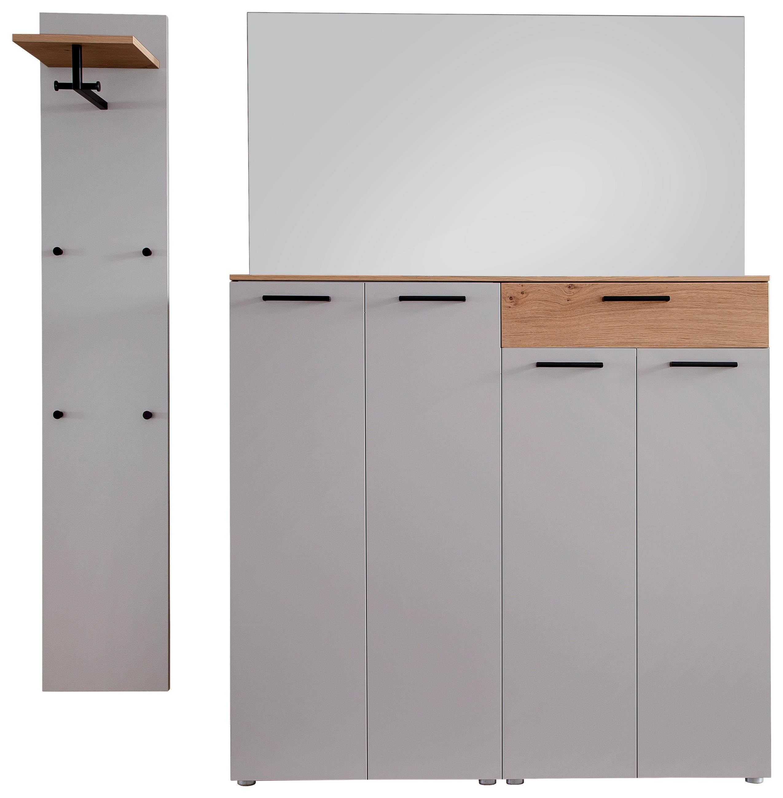 GARDEROBE 3-teilig  in 190/198/29 cm  - Wildeiche/Grau, Design, Holzwerkstoff (190/198/29cm) - Moderano