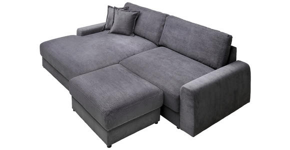 ECKSOFA in Cord Dunkelgrau  - Dunkelgrau/Schwarz, MODERN, Kunststoff/Textil (180/300cm) - Carryhome