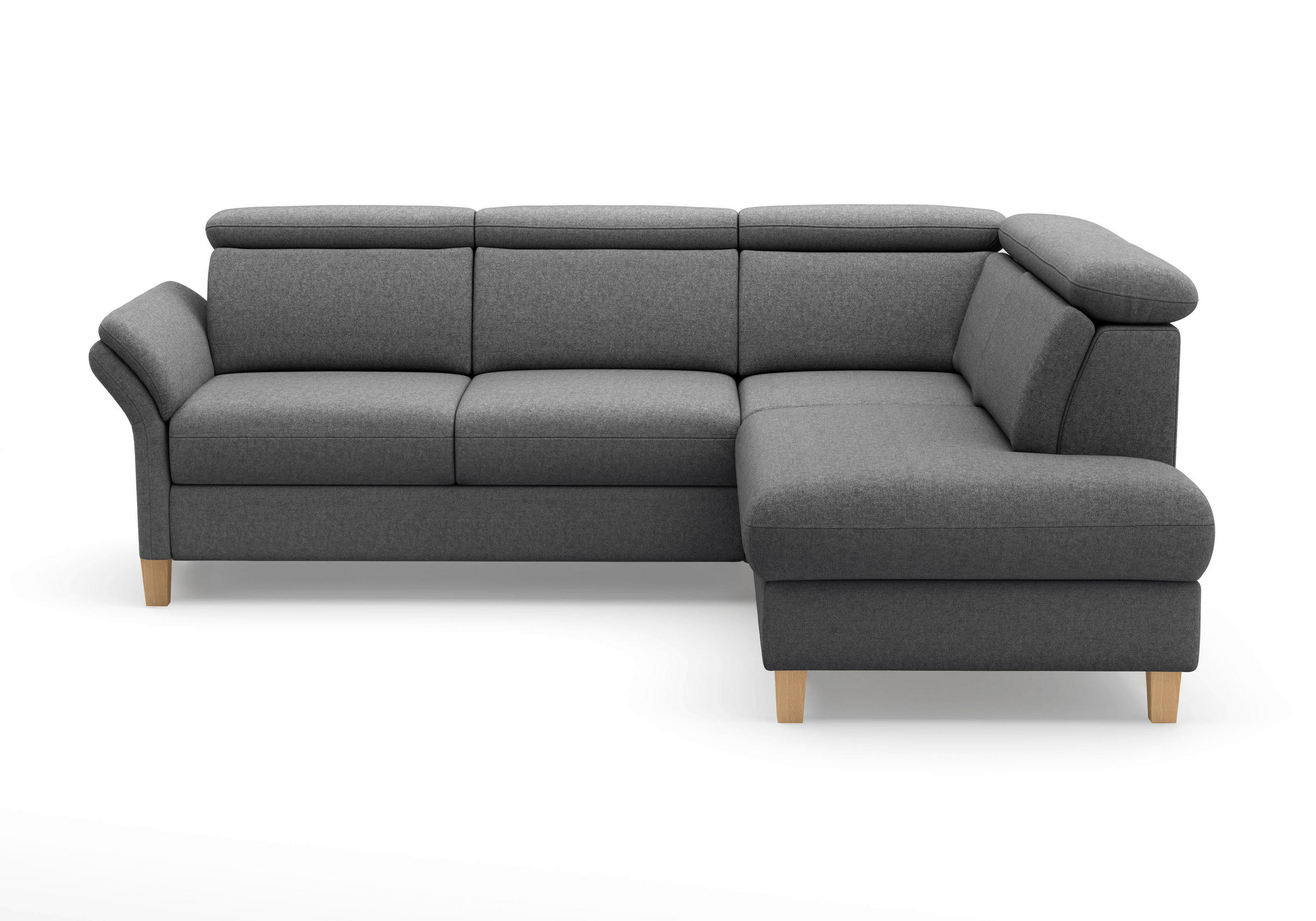 ECKSOFA Flachgewebe Dunkelgrau  - Eichefarben/Dunkelgrau, Konventionell, Holz/Textil (247/193cm) - Sit & More