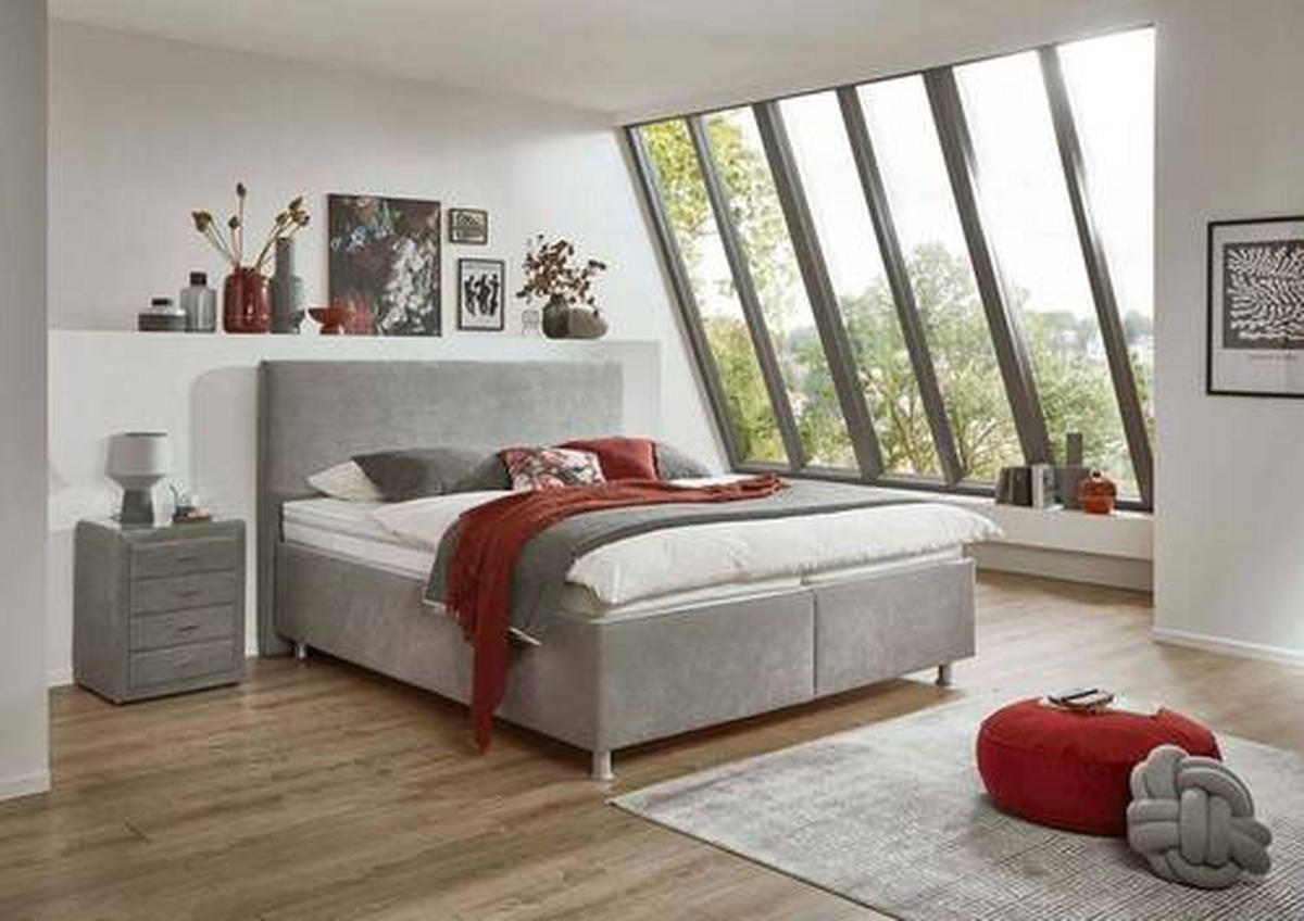 POLSTERBETT Matratze, gepolstertes Kopfteil, Lattenrost, Bettkasten 160/200 cm  in Beige  - Beige/Alufarben, Design, Holz/Holzwerkstoff (160/200cm) - Beldomo - Sleep