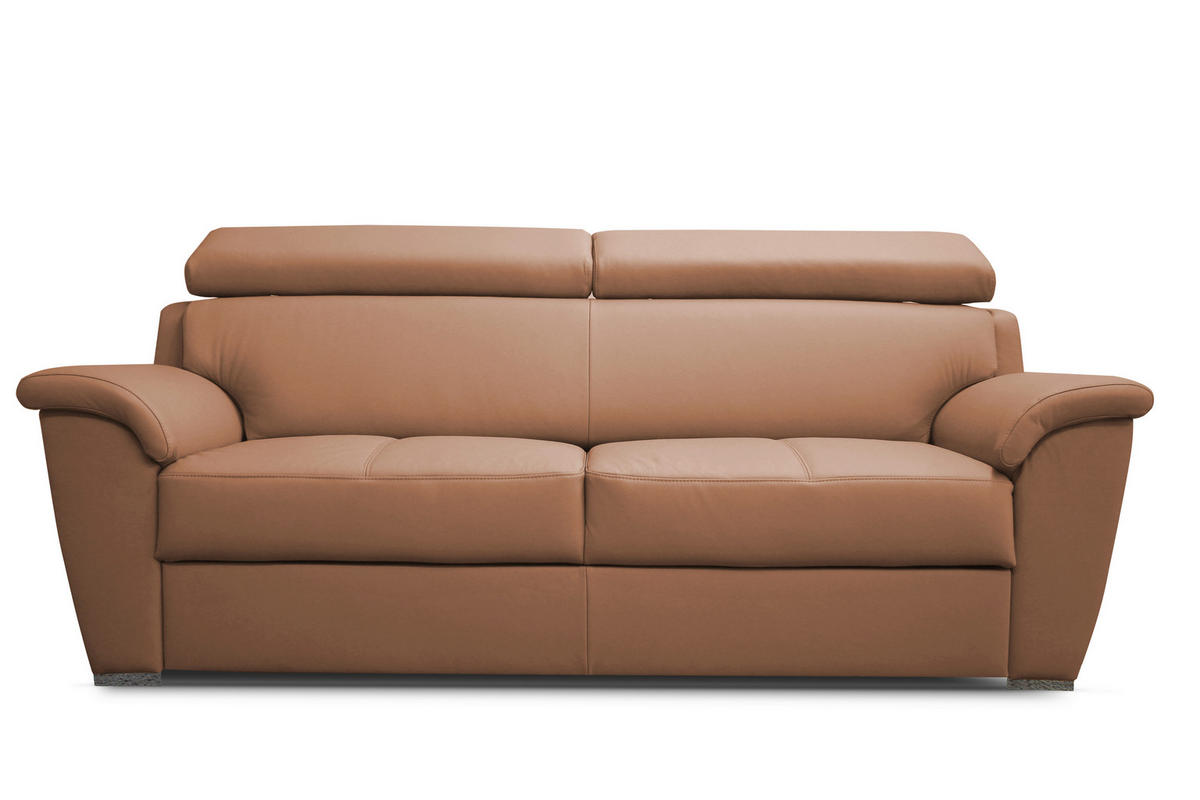 ÜLŐGARNITÚRA bőr cappuccino  - króm/cappuccino, Basics, műanyag/bőr (205/83/100cm) - Andante
