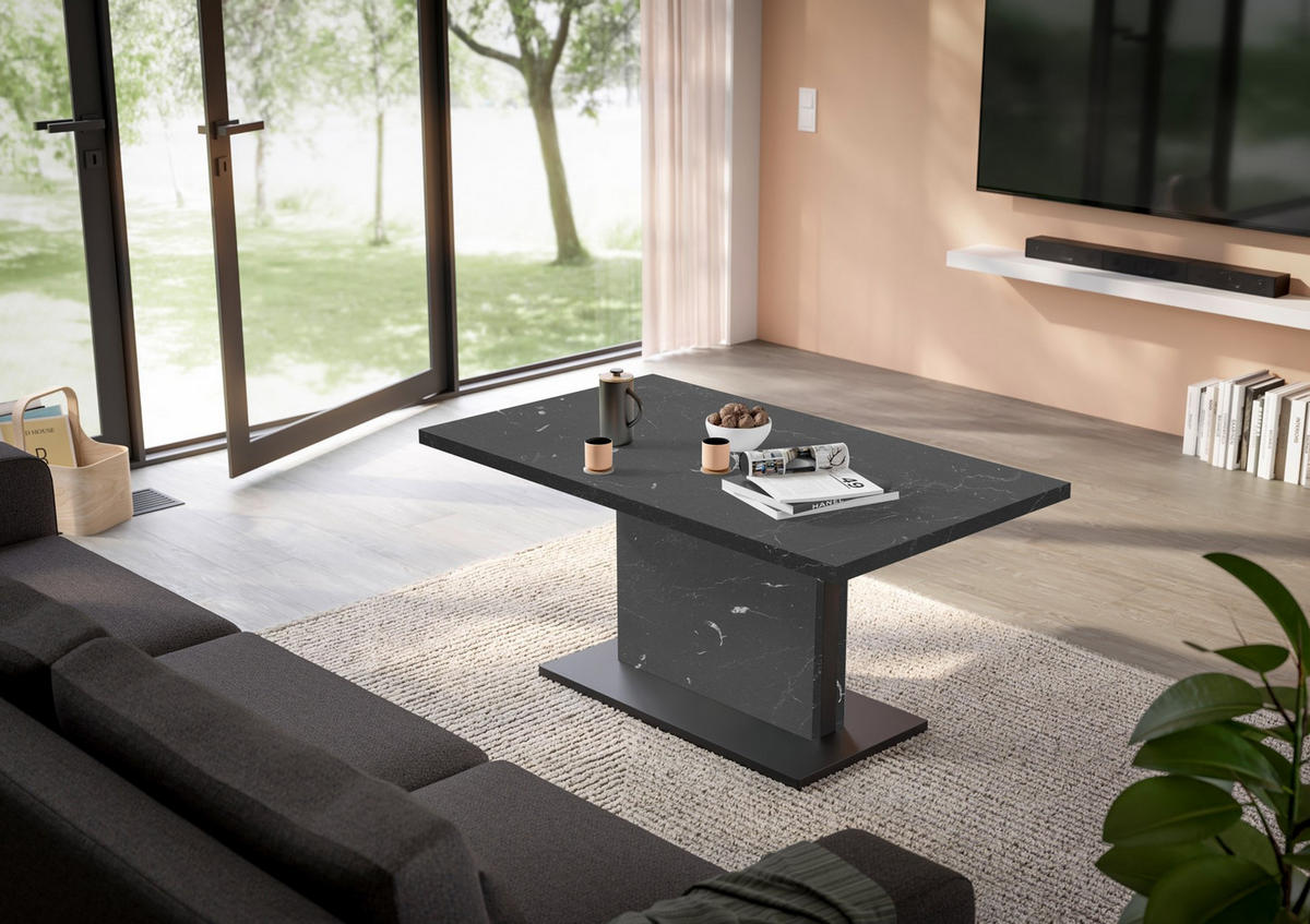COUCHTISCH Lift rechteckig Schwarz  - Schwarz/Eiche Artisan, Design, Holzwerkstoff/Metall (120/55-69/70cm) - MID.YOU